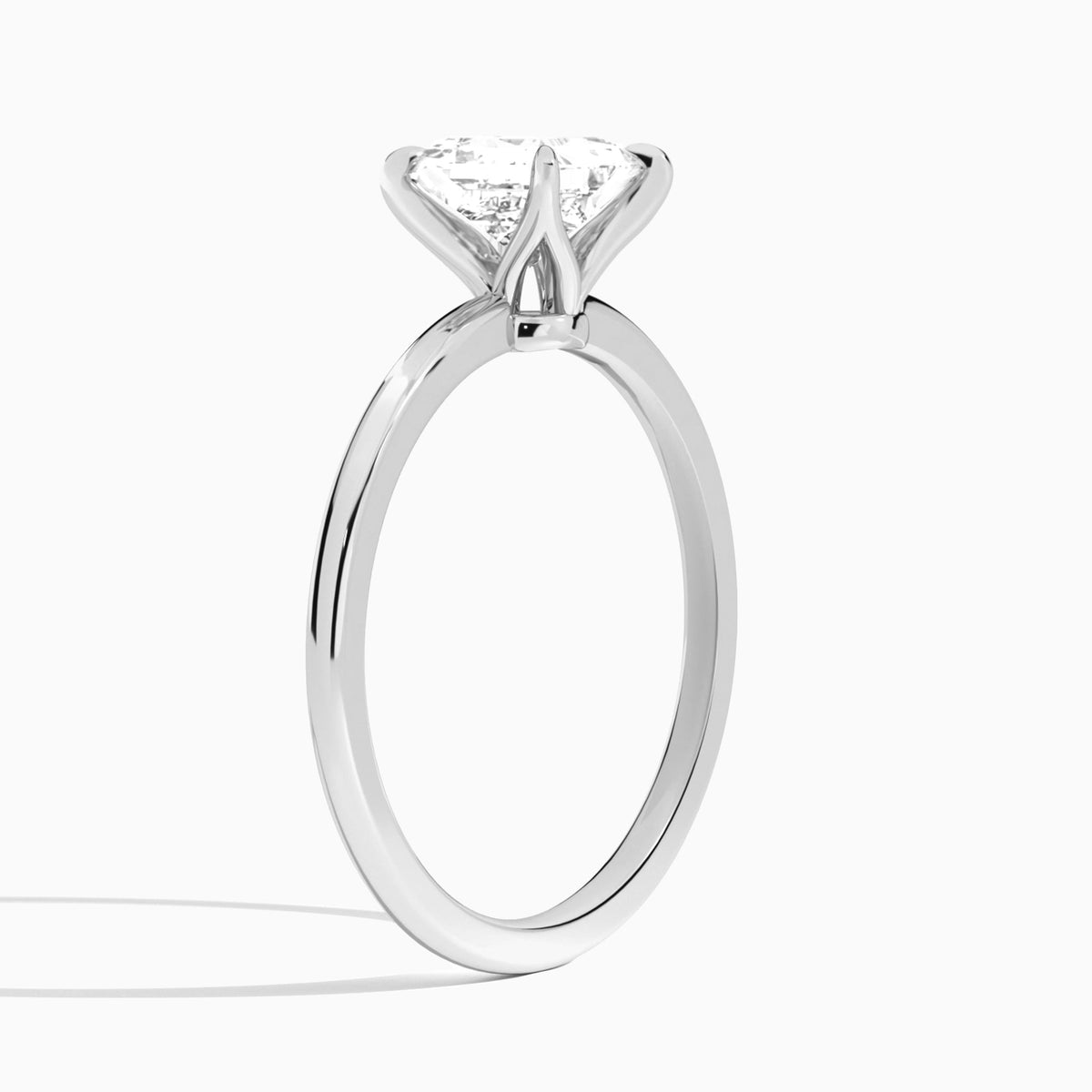 Princess Petite Adora Solitaire Lab Diamond Engagement Ring In 18K White Gold, Angle View