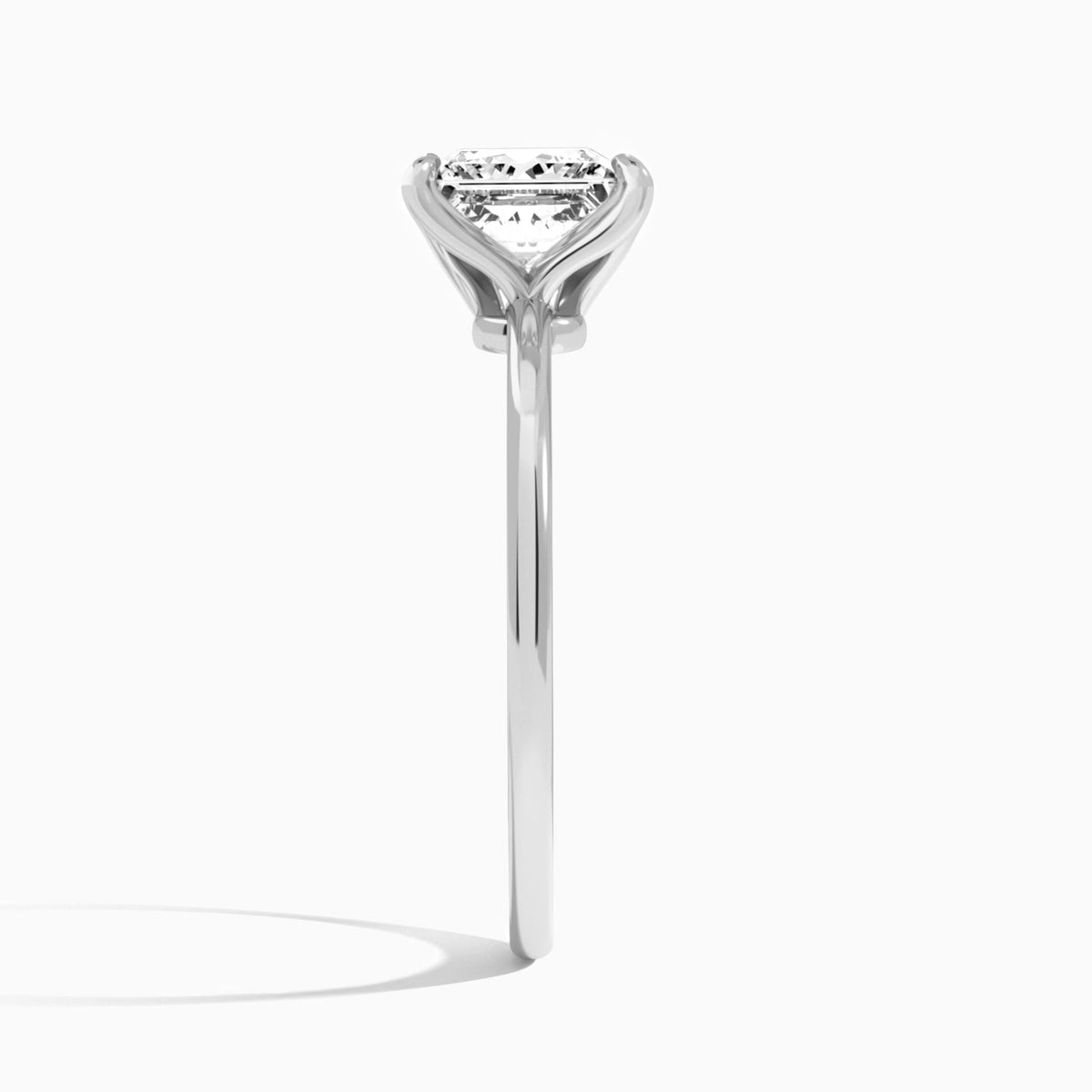Princess Petite Adora Solitaire Lab Diamond Engagement Ring In 14K White Gold, Side View