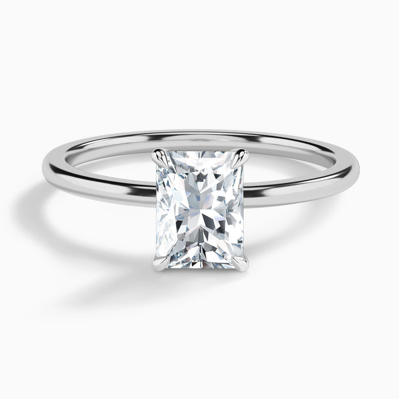 Radiant Petite Adora Solitaire Lab Diamond Engagement Ring In 18K White Gold - Lucenjuri