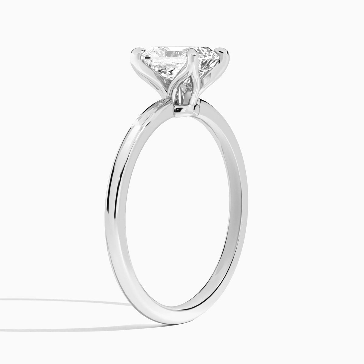 Radiant Petite Adora Solitaire Lab Diamond Engagement Ring In 14K White Gold, Angle View