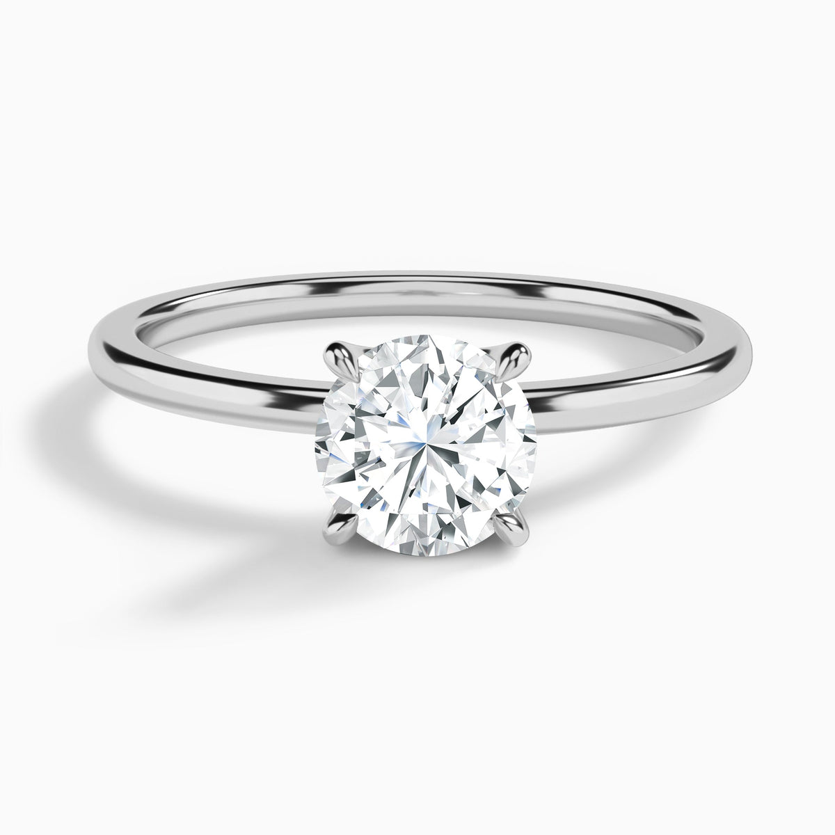 Round Petite Adora Solitaire Lab Diamond Engagement Ring In 18K White Gold - Lucenjuri