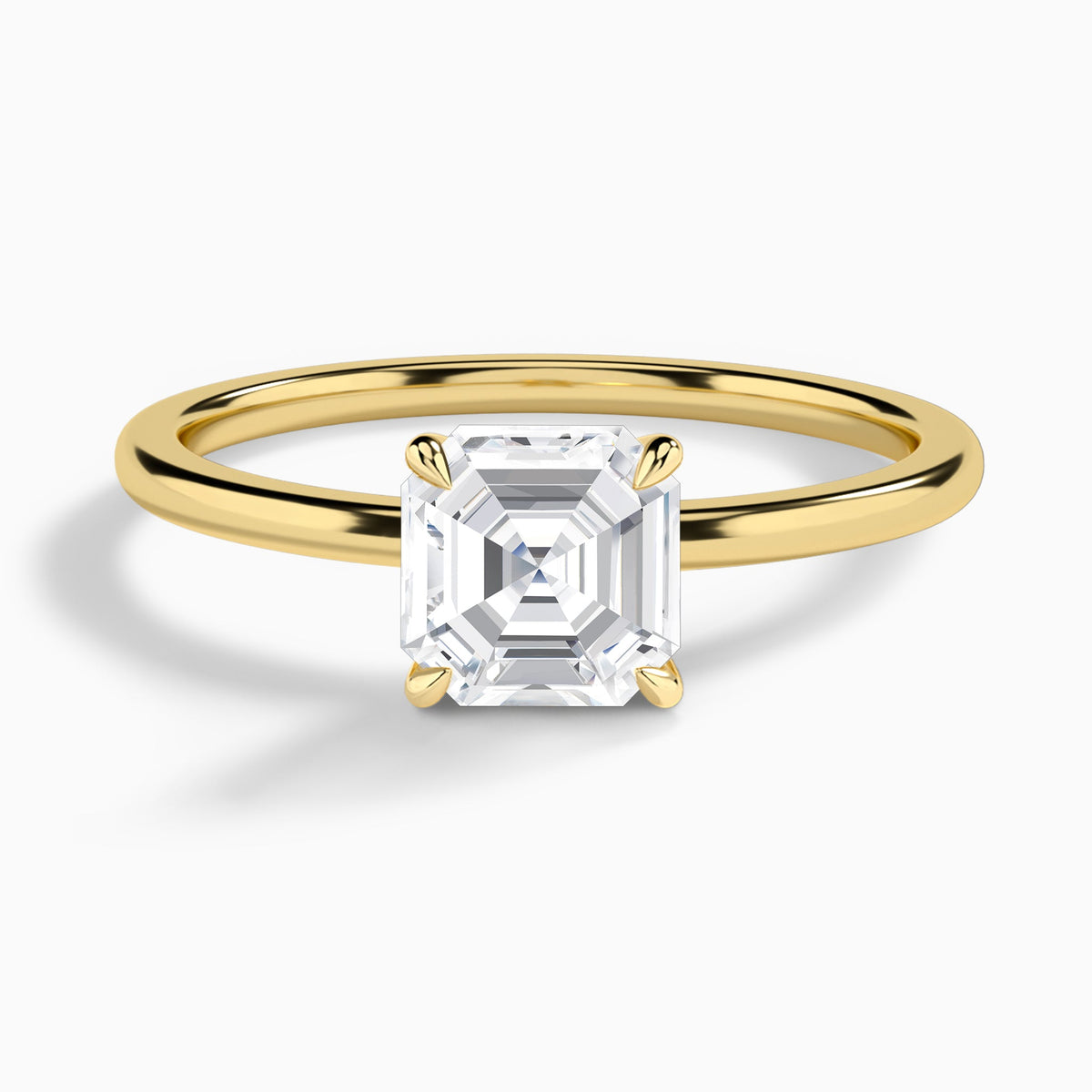 Asscher Petite Adora Solitaire Lab Diamond Engagement Ring In 18K Yellow Gold - Lucenjuri