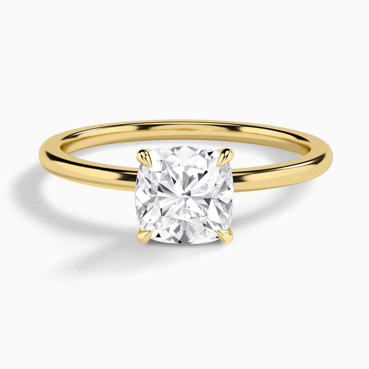 Cushion Petite Adora Solitaire Lab Diamond Engagement Ring In 14K Yellow Gold - Lucenjuri
