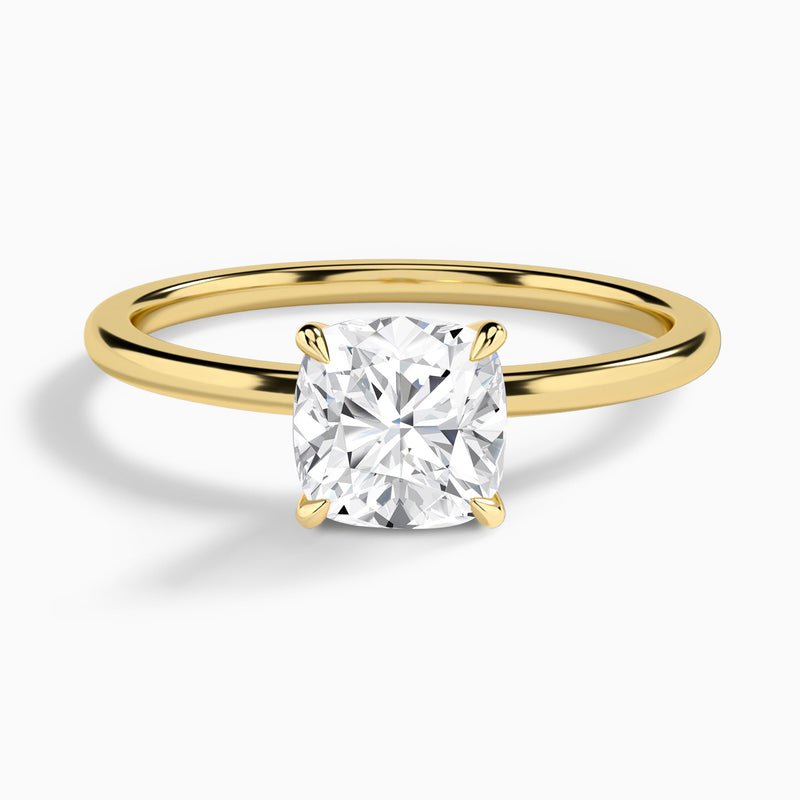 Cushion Petite Adora Solitaire Lab Diamond Engagement Ring In 18K Yellow Gold - Lucenjuri