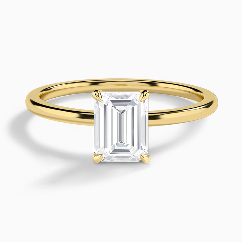Emerald Petite Adora Solitaire Lab Diamond Engagement Ring In 14K Yellow Gold - Lucenjuri