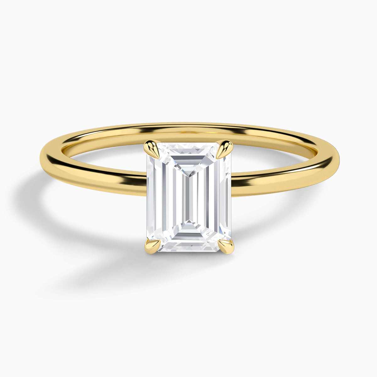 Emerald Petite Adora Solitaire Lab Diamond Engagement Ring In 18K Yellow Gold - Lucenjuri