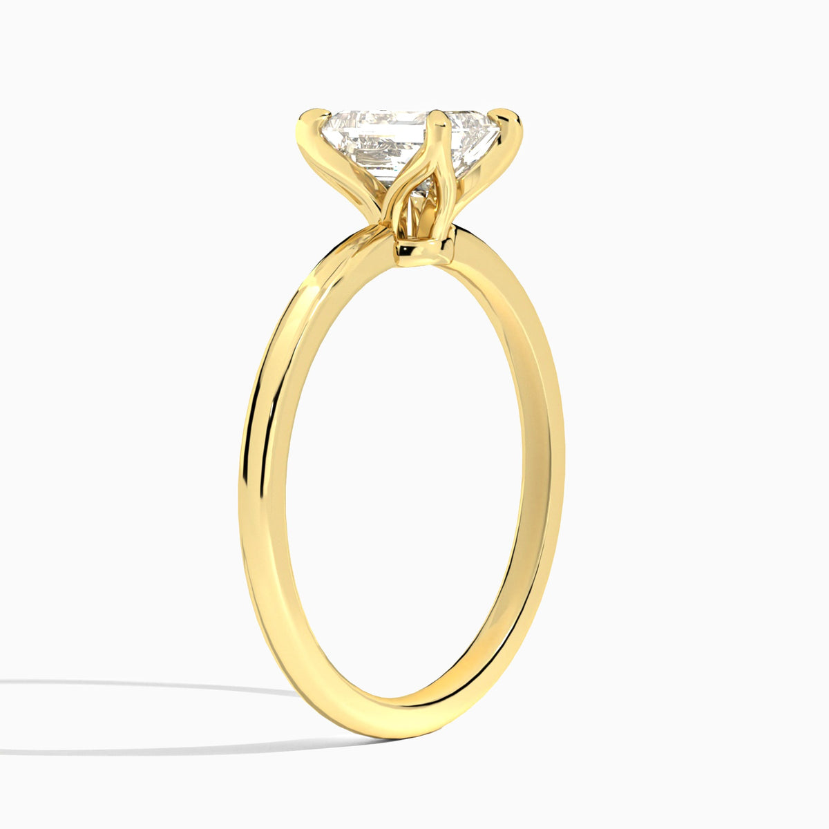 Emerald Petite Adora Solitaire Lab Diamond Engagement Ring In 18K Yellow Gold, Angle View