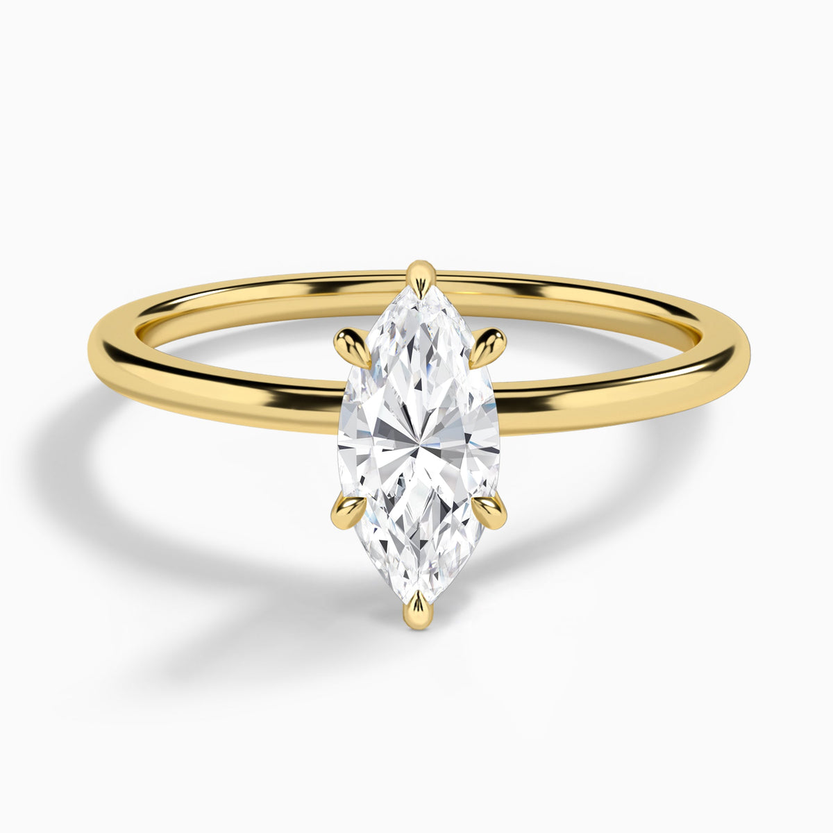 Marquise Petite Adora Solitaire Lab Diamond Engagement Ring In 14K Yellow Gold - Lucenjuri