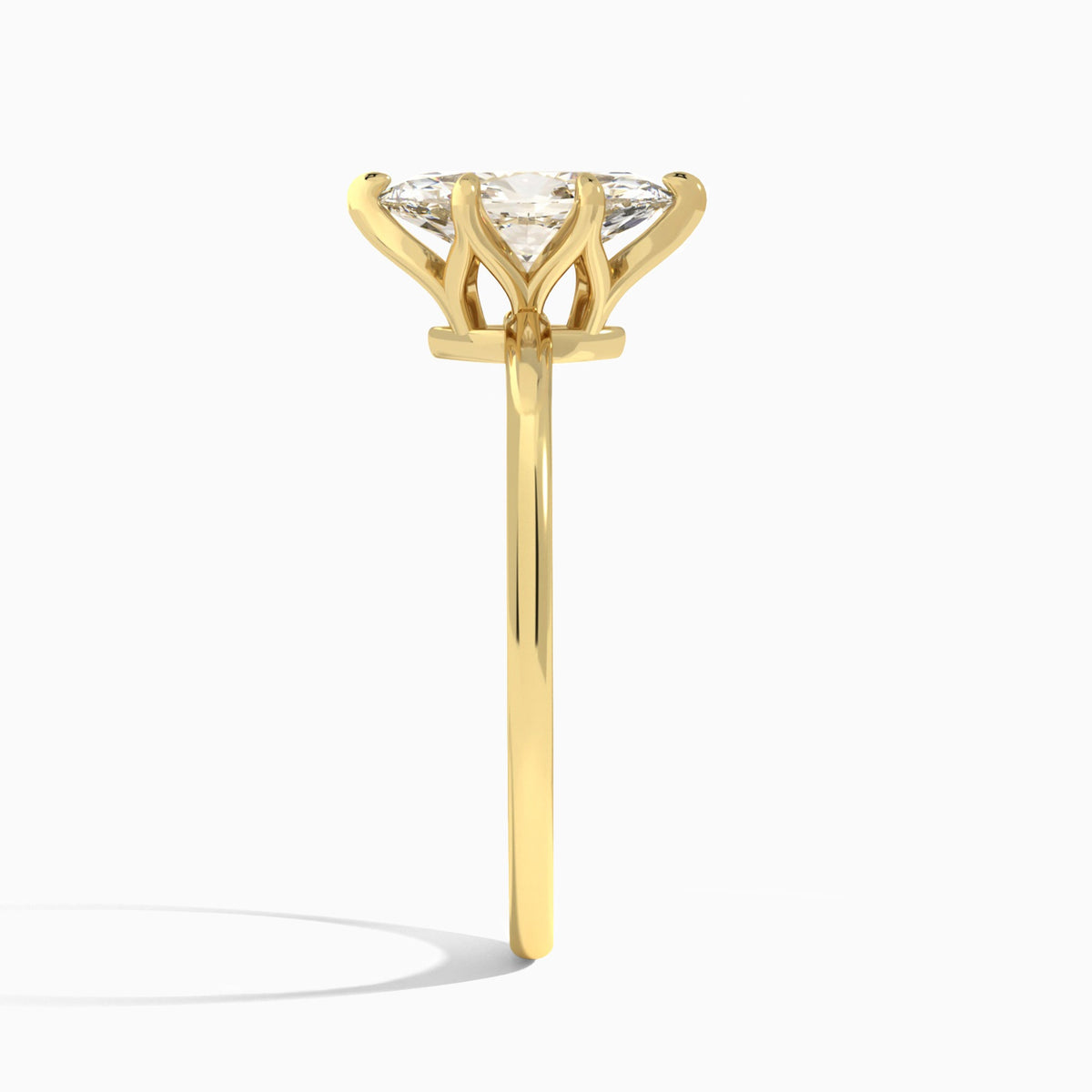 Marquise Petite Adora Solitaire Lab Diamond Engagement Ring In 18K Yellow Gold, Side View