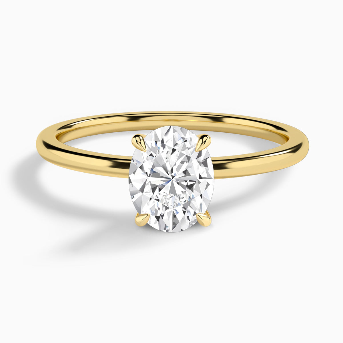 Oval Petite Adora Solitaire Lab Diamond Engagement Ring In 18K Yellow Gold - Lucenjuri