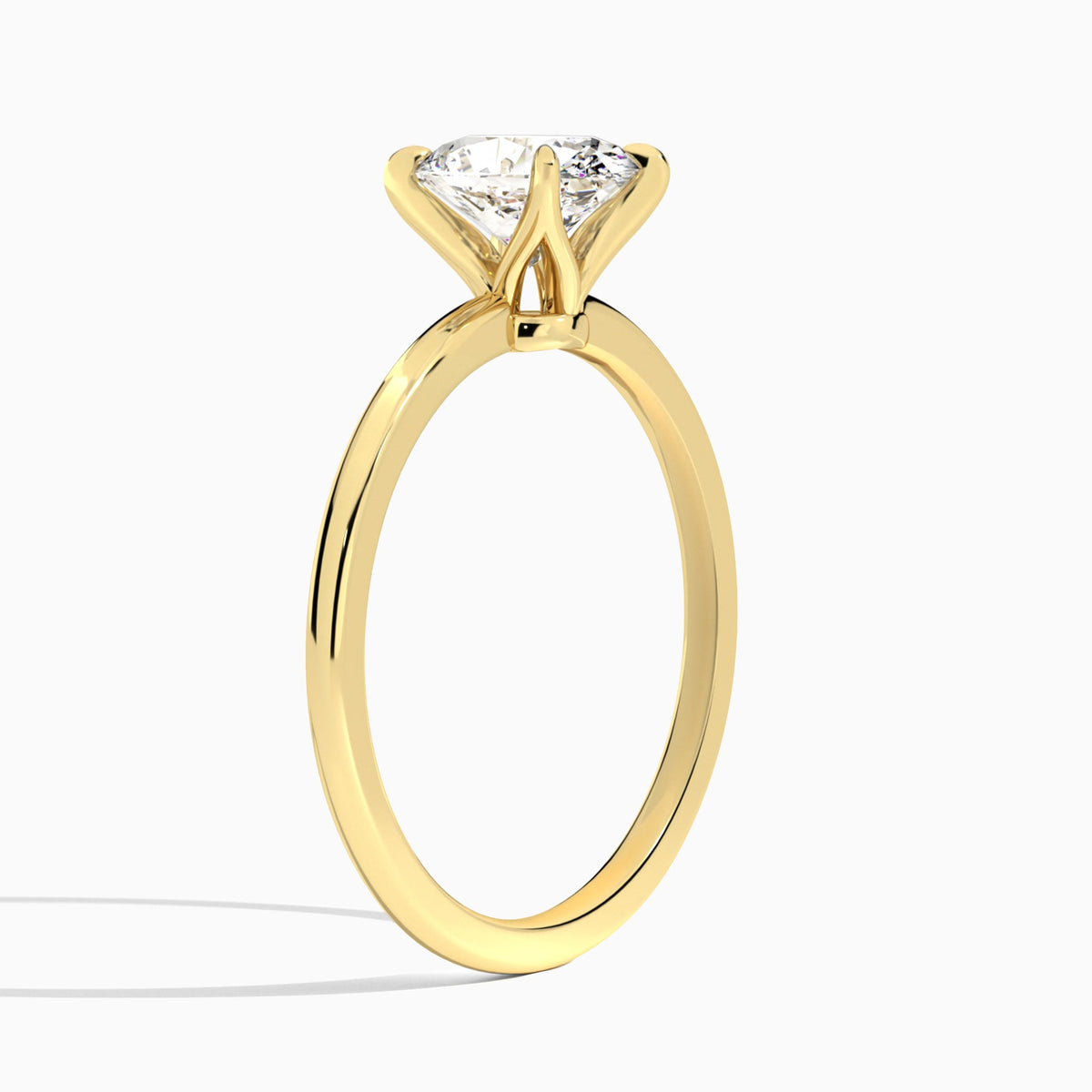 Oval Petite Adora Solitaire Lab Diamond Engagement Ring In 18K Yellow Gold, Angle View
