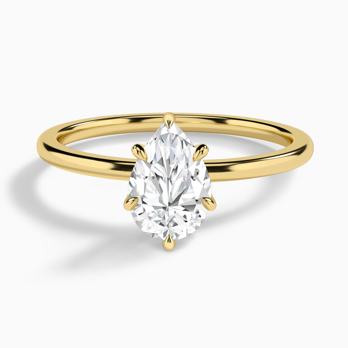 Pear Petite Adora Solitaire Lab Diamond Engagement Ring In 18K Yellow Gold - Lucenjuri