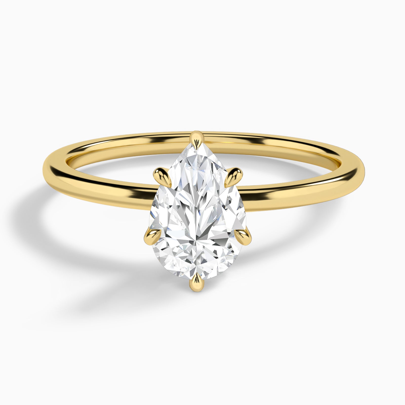 Pear Petite Adora Solitaire Lab Diamond Engagement Ring In 18K Yellow Gold - Lucenjuri