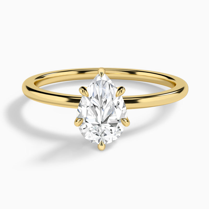 Pear Petite Adora Solitaire Lab Diamond Engagement Ring In 14K Yellow Gold - Lucenjuri