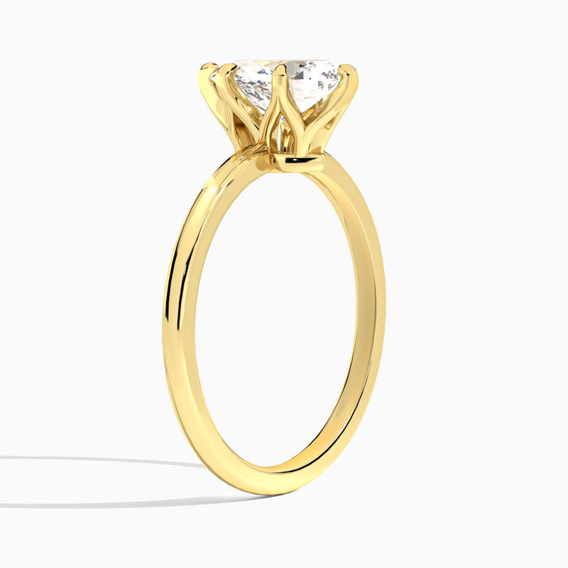Pear Petite Adora Solitaire Lab Diamond Engagement Ring In 14K Yellow Gold, Angle View