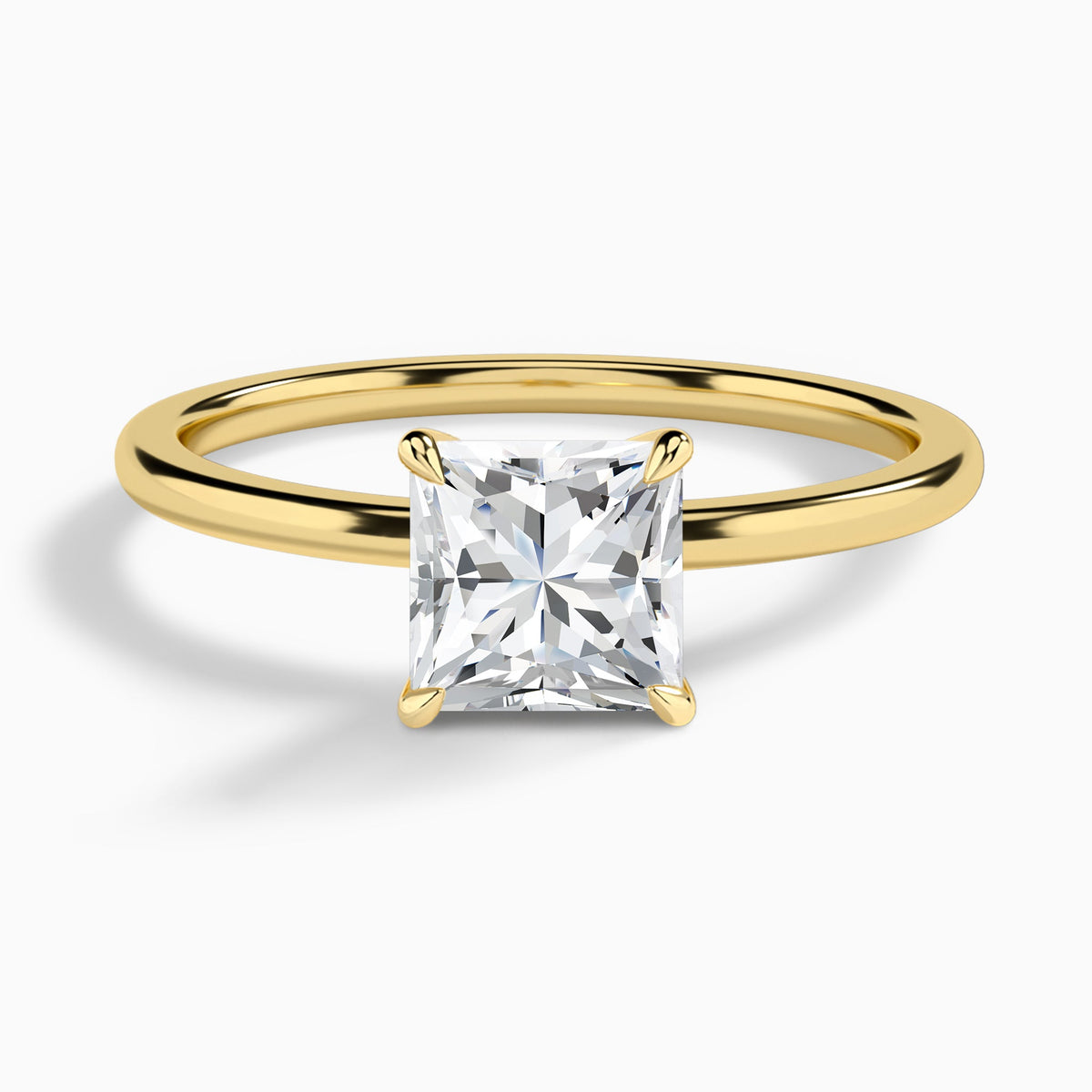 Princess Petite Adora Solitaire Lab Diamond Engagement Ring In 18K Yellow Gold - Lucenjuri