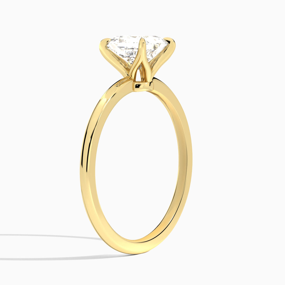 Princess Petite Adora Solitaire Lab Diamond Engagement Ring In 14K Yellow Gold, Angle View