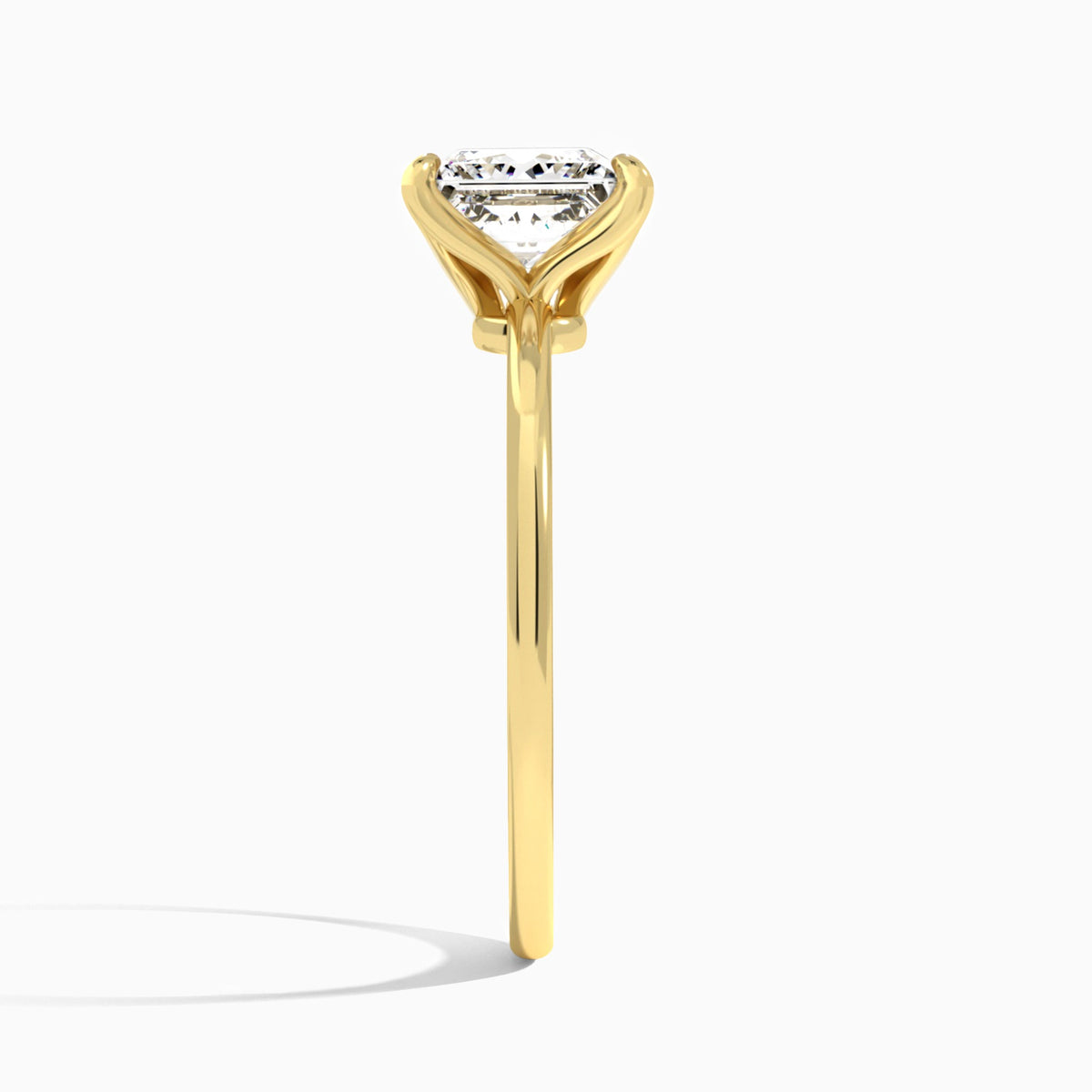 Princess Petite Adora Solitaire Lab Diamond Engagement Ring In 14K Yellow Gold, Side View