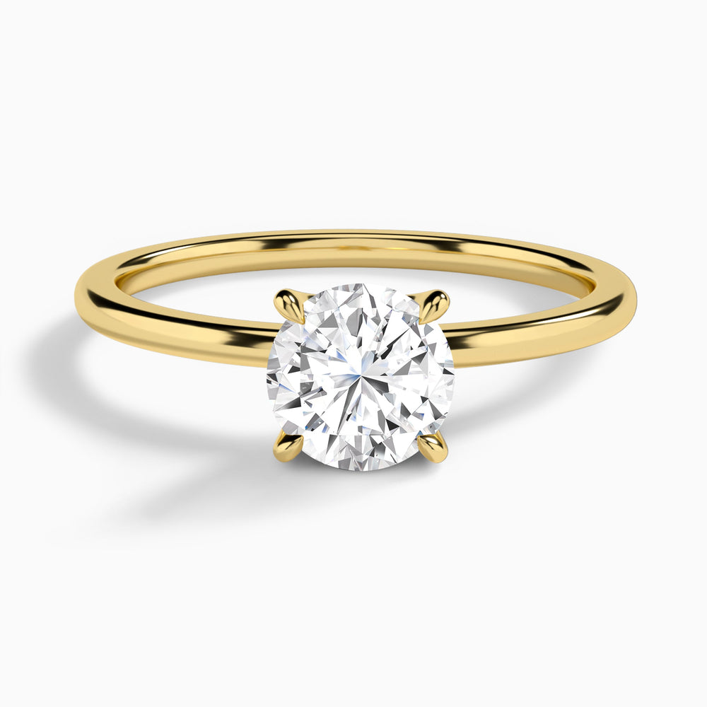 Round Petite Adora Solitaire Lab Diamond Engagement Ring In 14K Yellow Gold - Lucenjuri