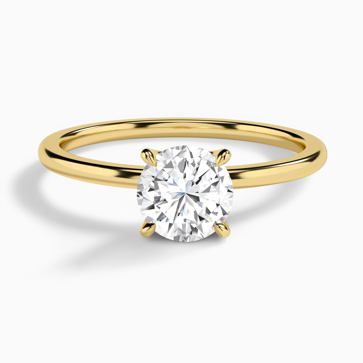 Round Petite Adora Solitaire Lab Diamond Engagement Ring In 18K Yellow Gold - Lucenjuri