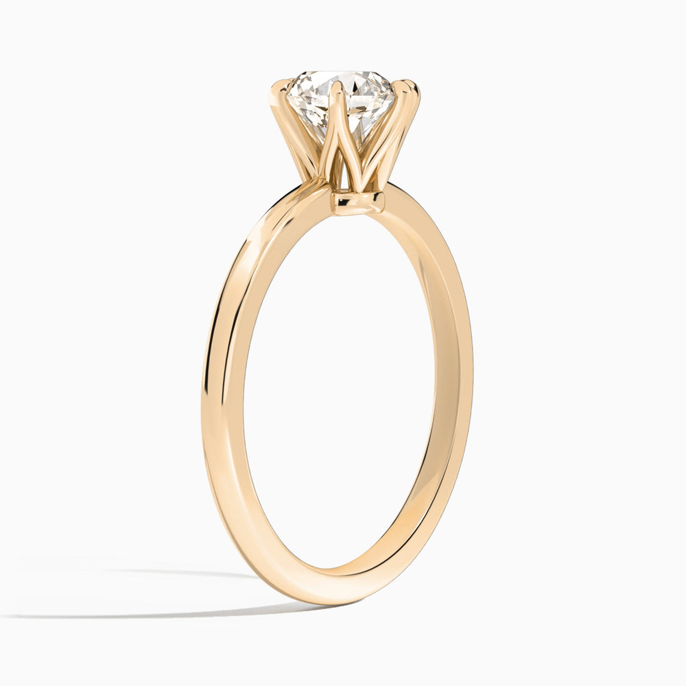 Round Myra Solitaire Lab Grown Diamond Engagement Ring In 14K Rose Gold, Angle View