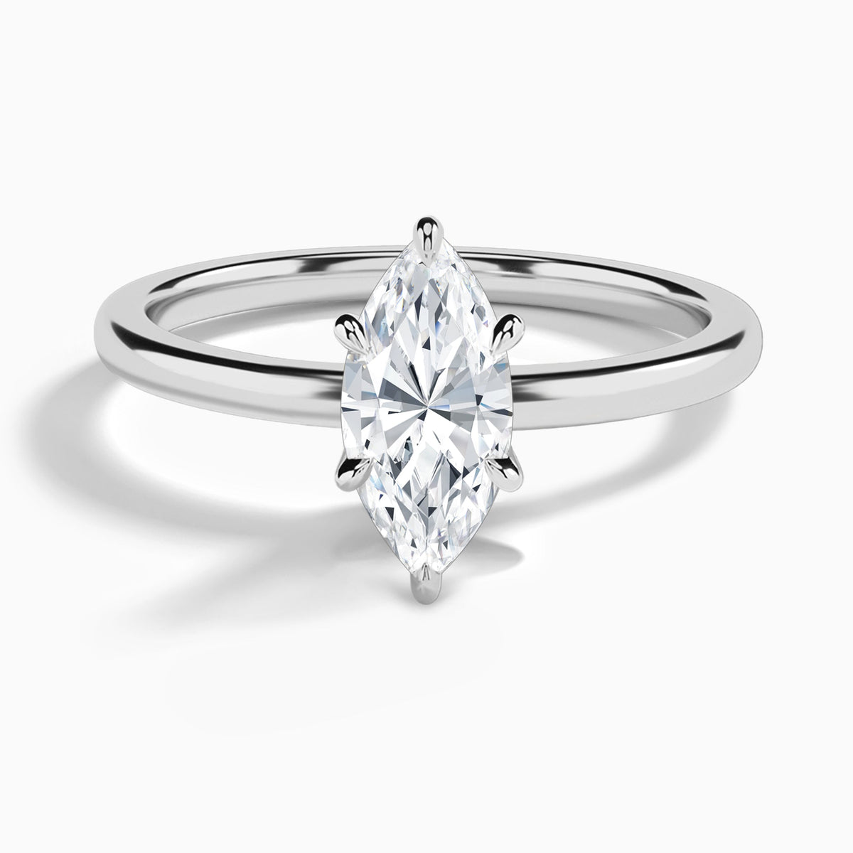 Marquise Myra Solitaire Lab Diamond Engagement Ring In 14K White Gold - Lucenjuri