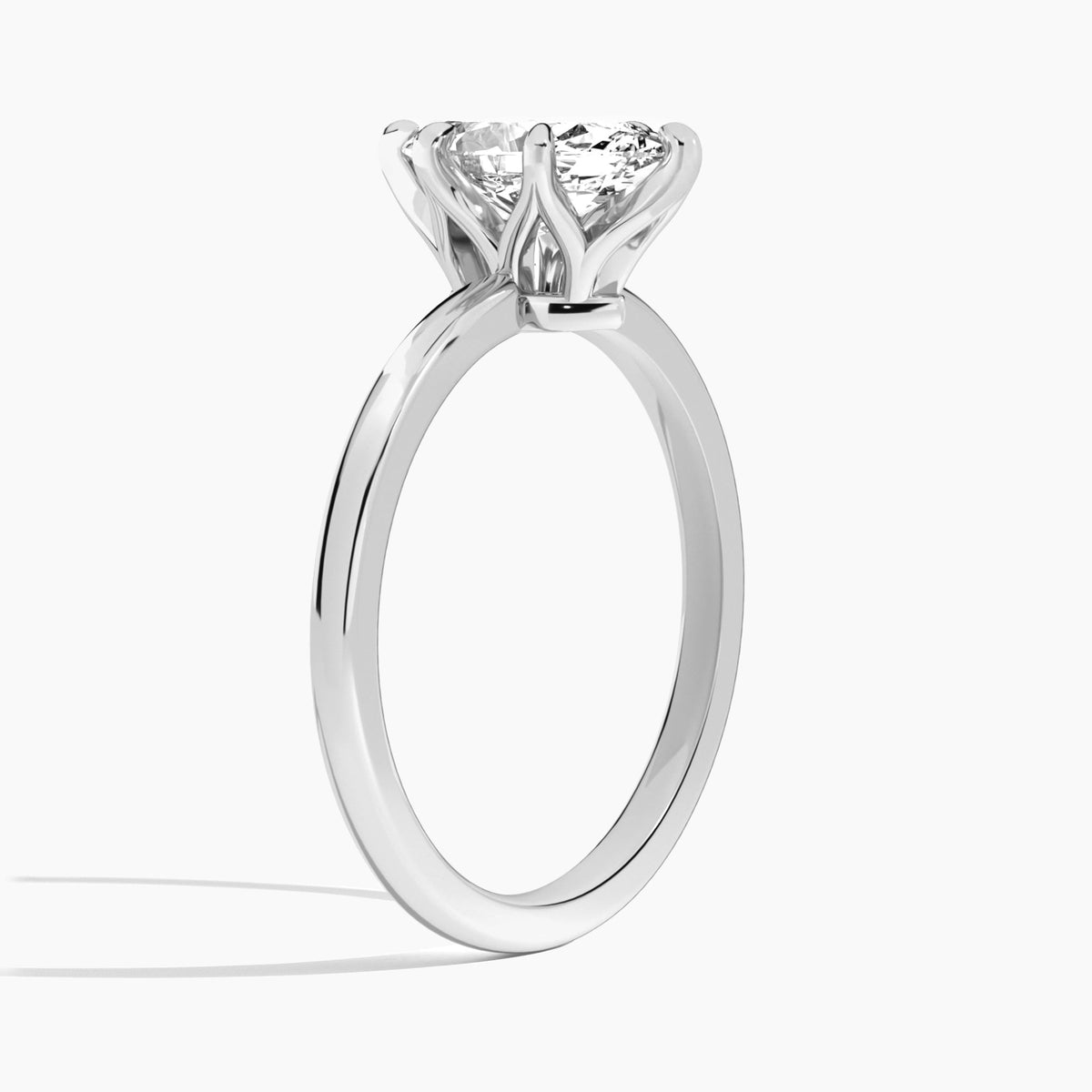 Marquise Myra Solitaire Lab Diamond Engagement Ring In 18K White Gold, Angle View