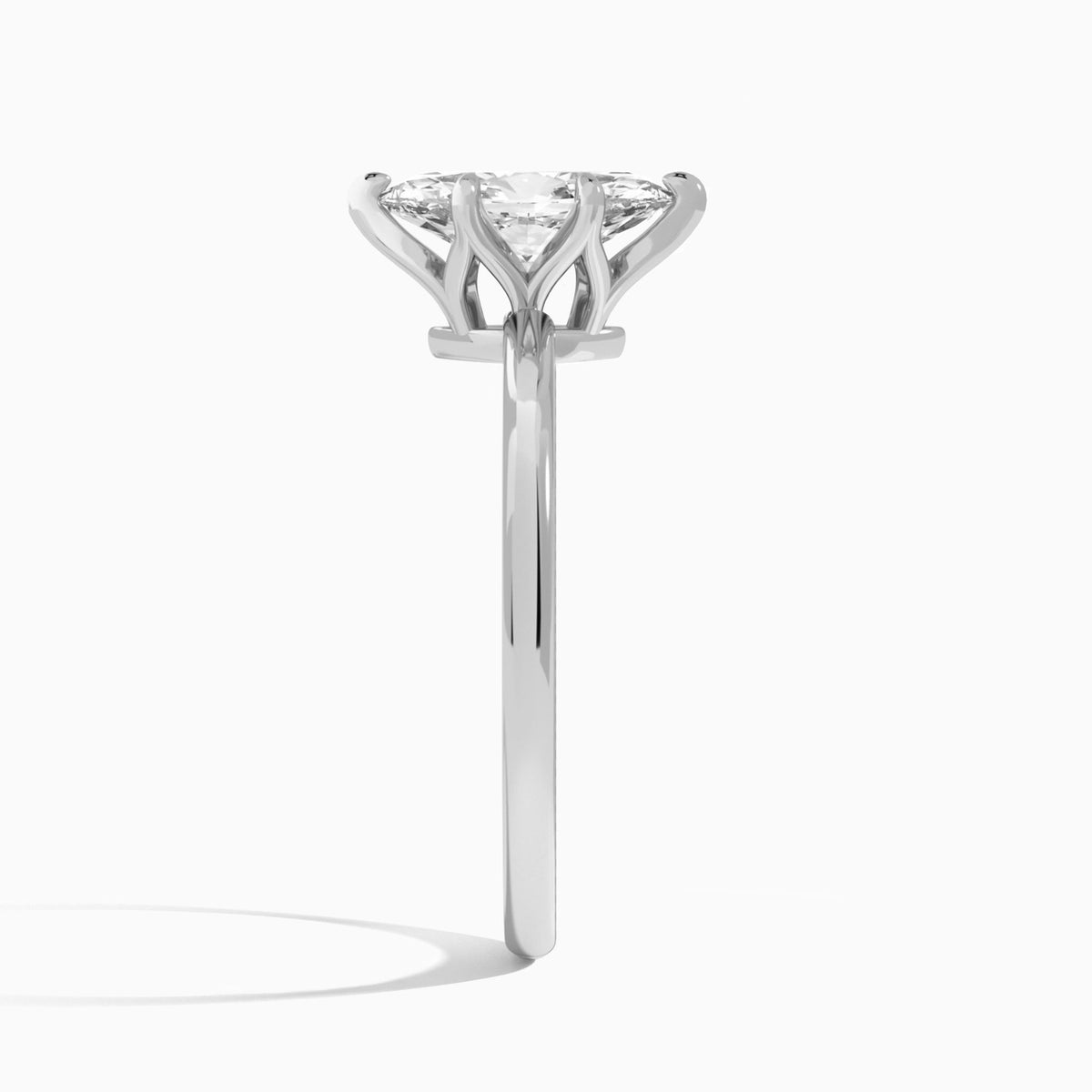 Marquise Myra Solitaire Lab Diamond Engagement Ring In 18K White Gold, Side View