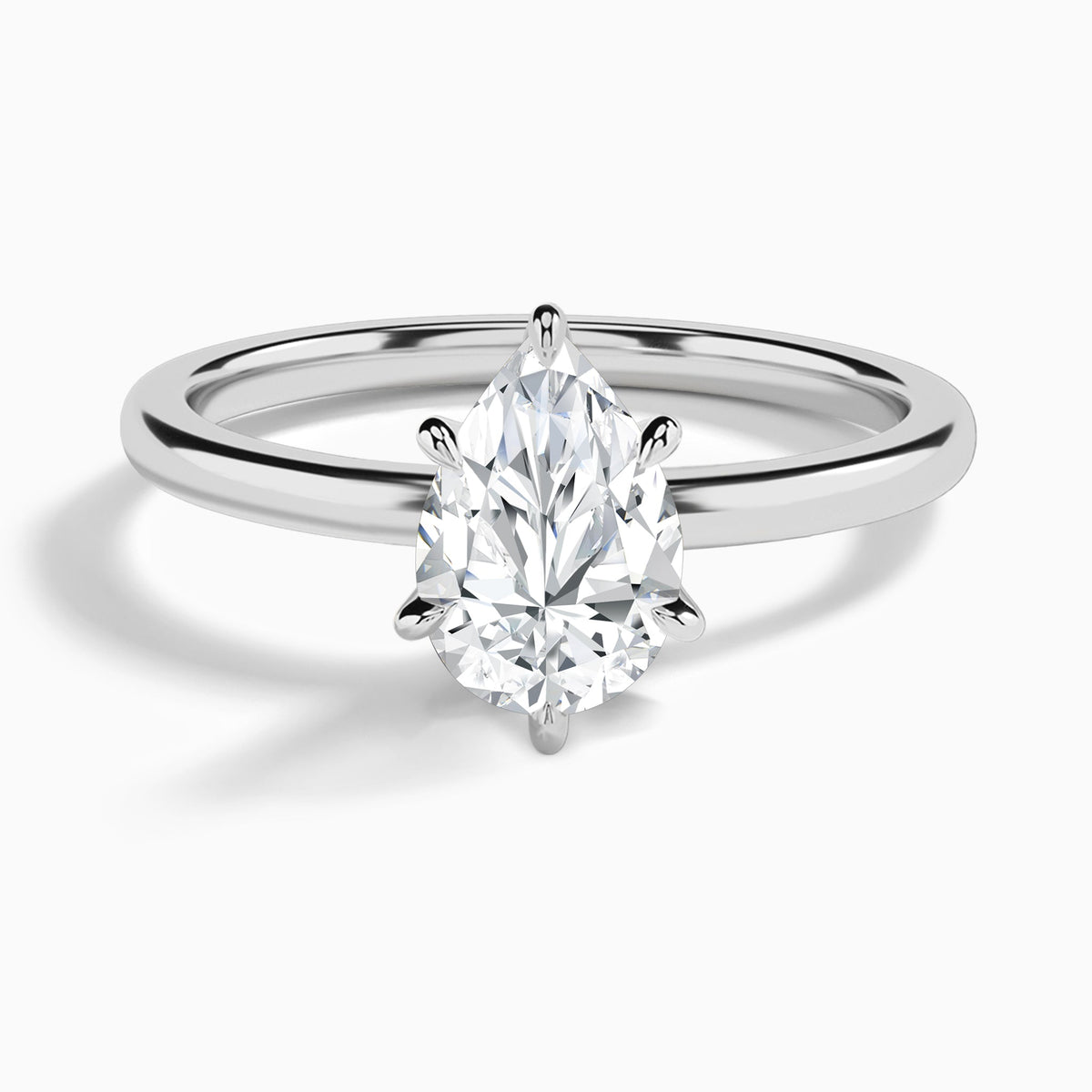 Pear Myra Solitaire Lab Diamond Engagement Ring In 14K White Gold - Lucenjuri