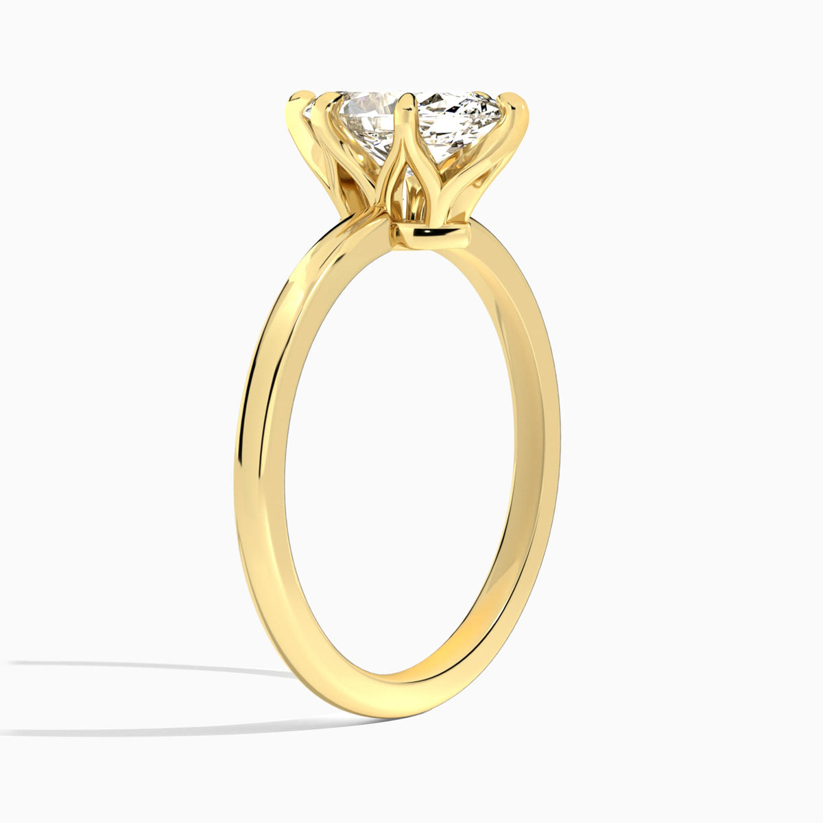 Marquise Myra Solitaire Lab Diamond Engagement Ring In 14K Yellow Gold, Angle View