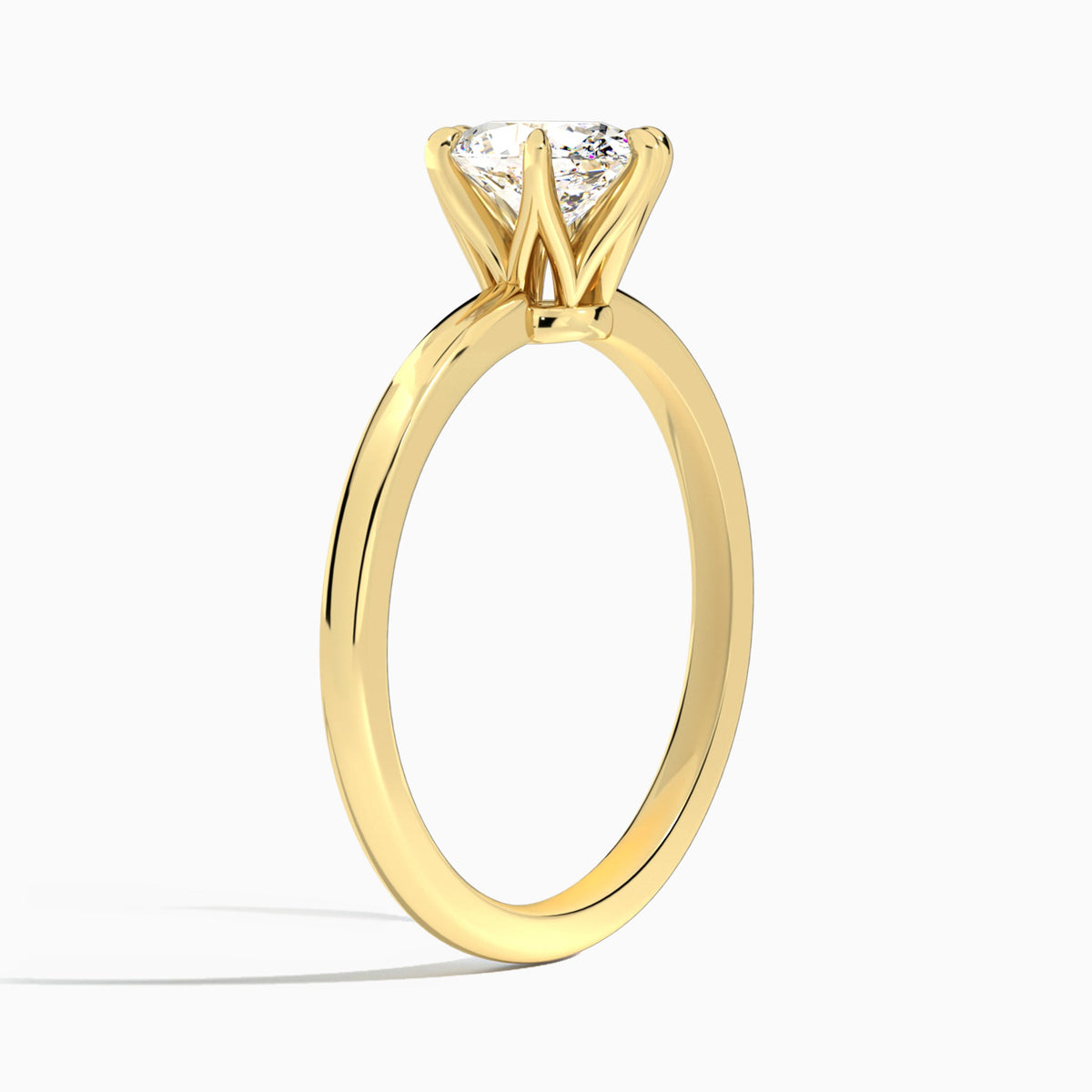 Oval Myra Solitaire Lab Diamond Engagement Ring In 14K Yellow Gold, Angle View