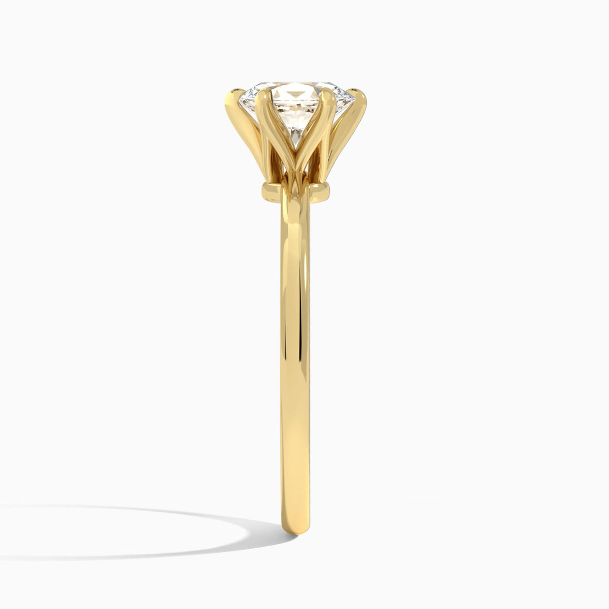 Oval Myra Solitaire Lab Diamond Engagement Ring In 14K Yellow Gold, Side View