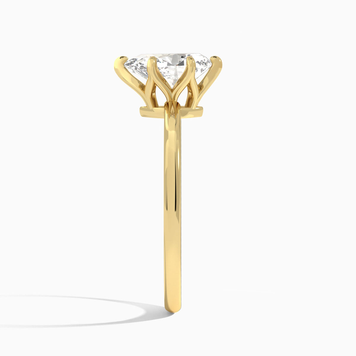 Pear Myra Solitaire Lab Diamond Engagement Ring In 14K Yellow Gold, Side View