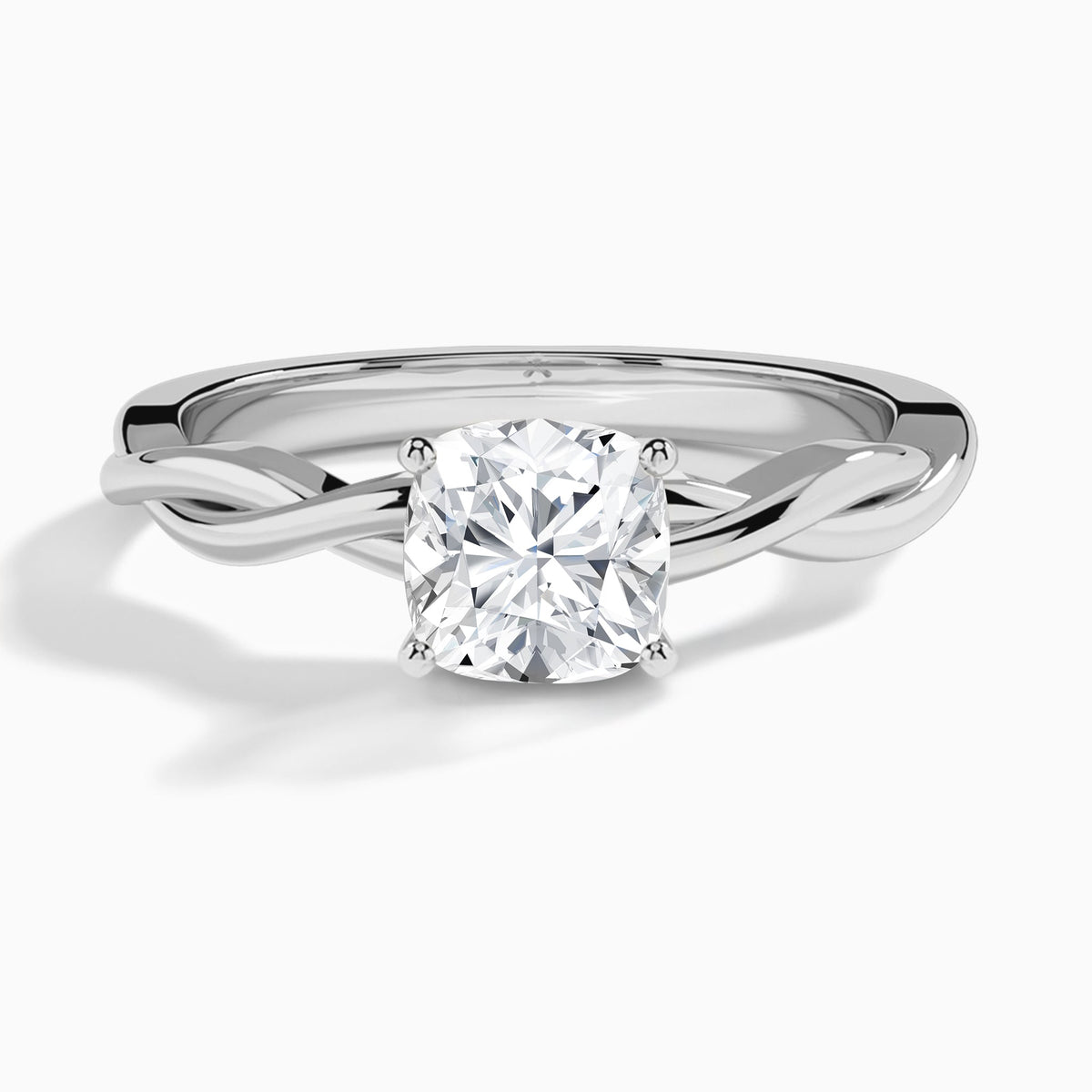 Cushion Twisted Vine Lab Grown Diamond Engagement Ring In Platinum - Lucenjuri