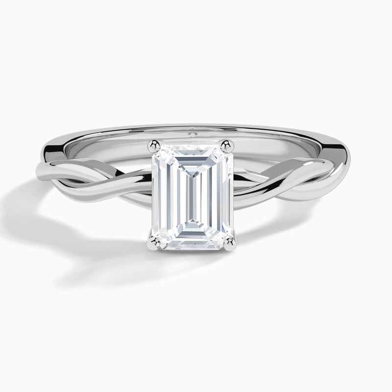 Emerald Twisted Vine Lab Grown Diamond Engagement Ring In Platinum - Lucenjuri