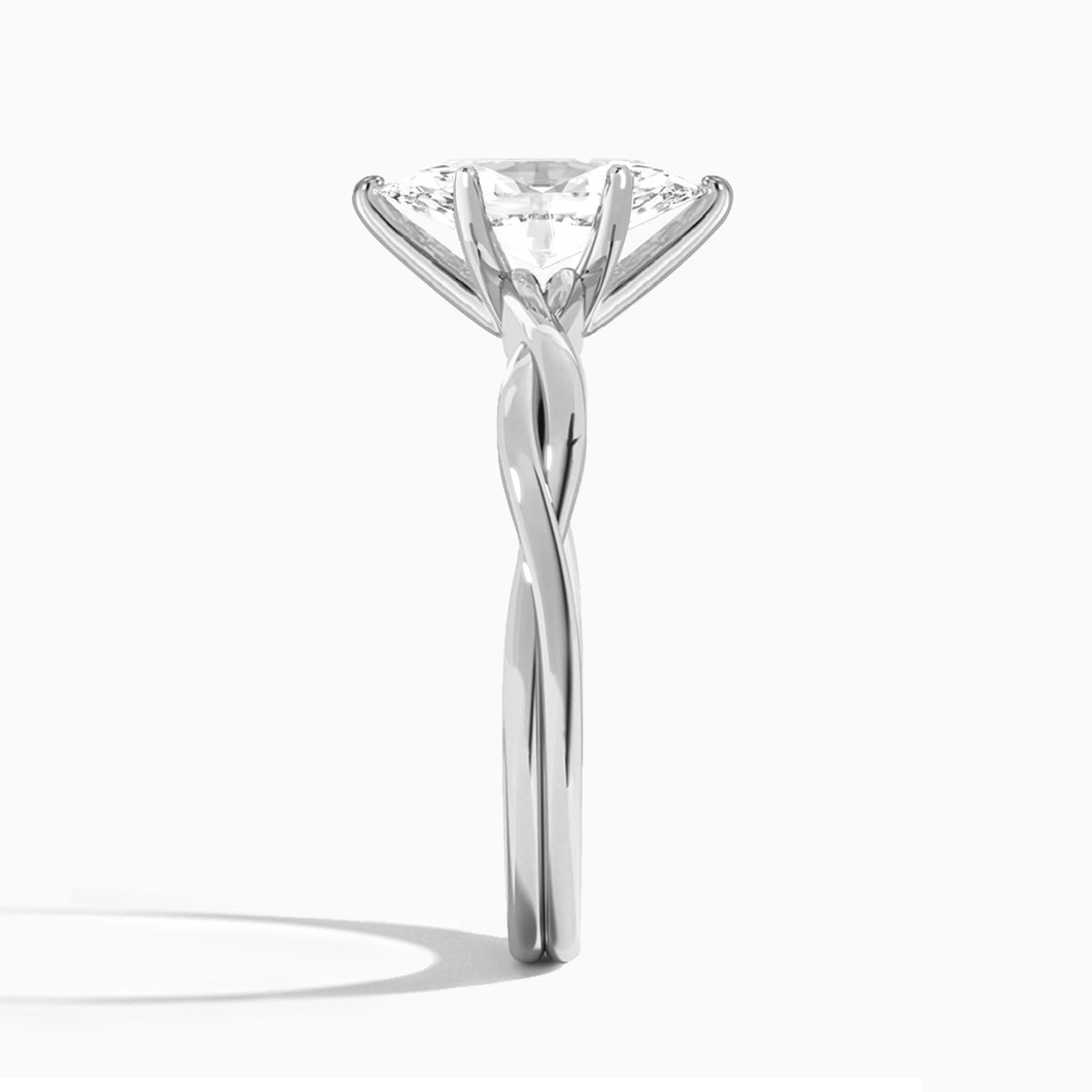 Marquise Twisted Vine Lab Grown Diamond Engagement Ring In Platinum, Side View