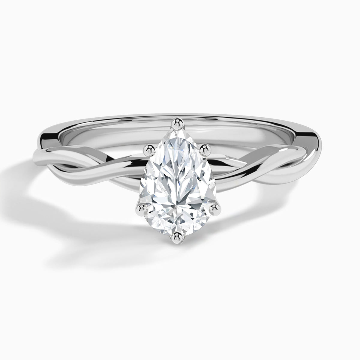Pear Twisted Vine Lab Grown Diamond Engagement Ring In Platinum - Lucenjuri