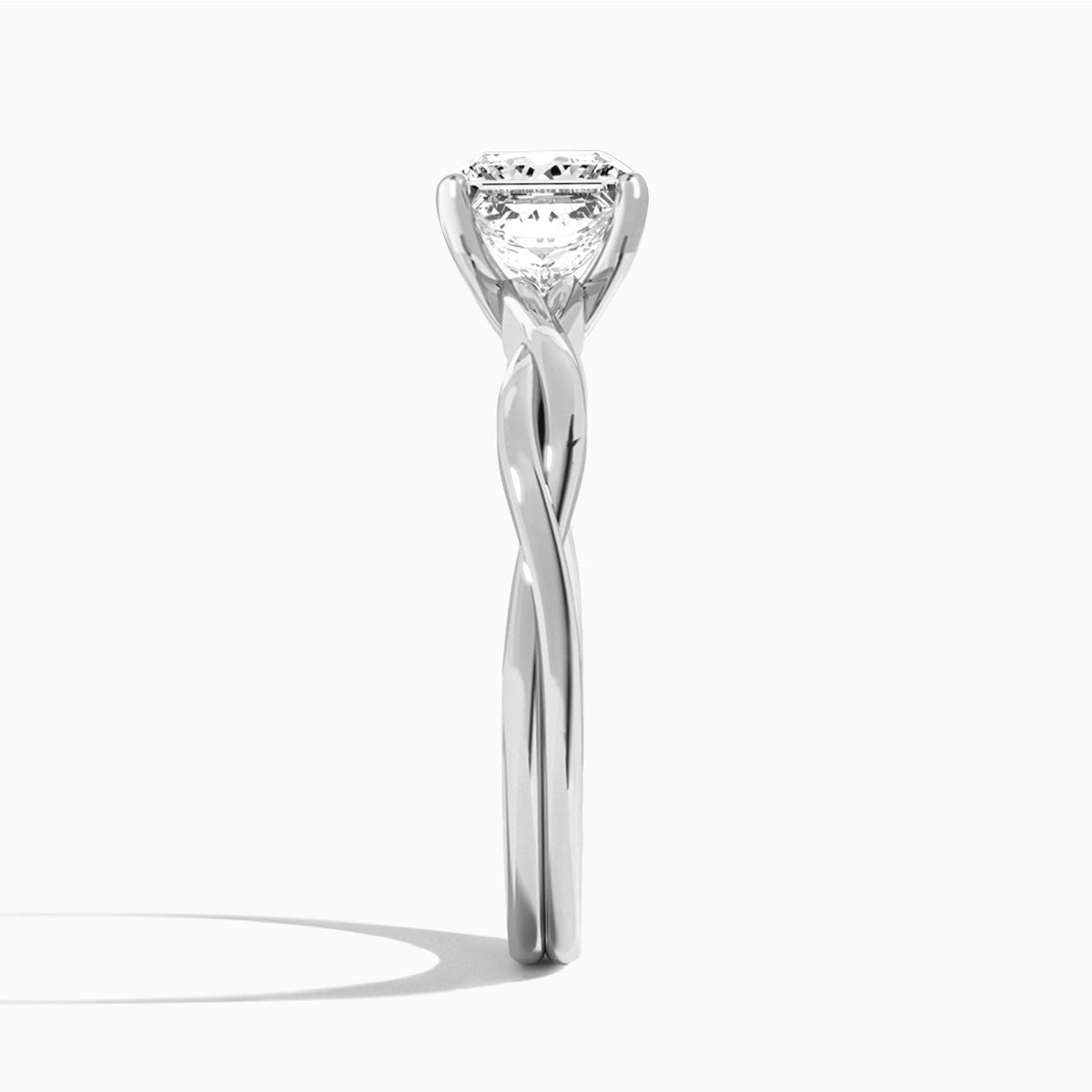 Princess Twisted Vine Lab Grown Diamond Engagement Ring In Platinum, Side View