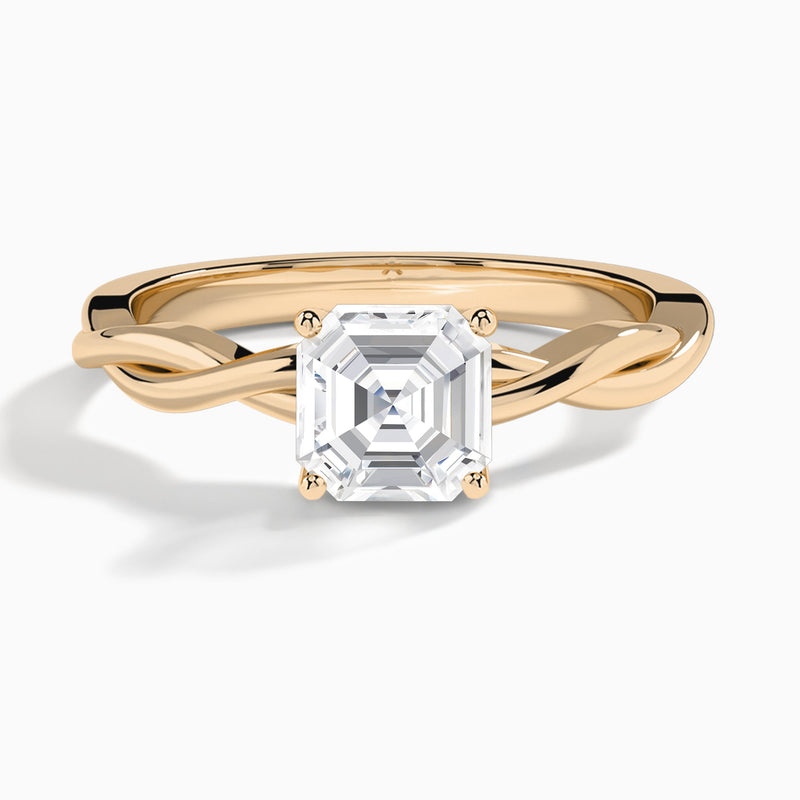 Asscher Twisted Vine Lab Grown Diamond Engagement Ring In 14K Rose Gold - Lucenjuri