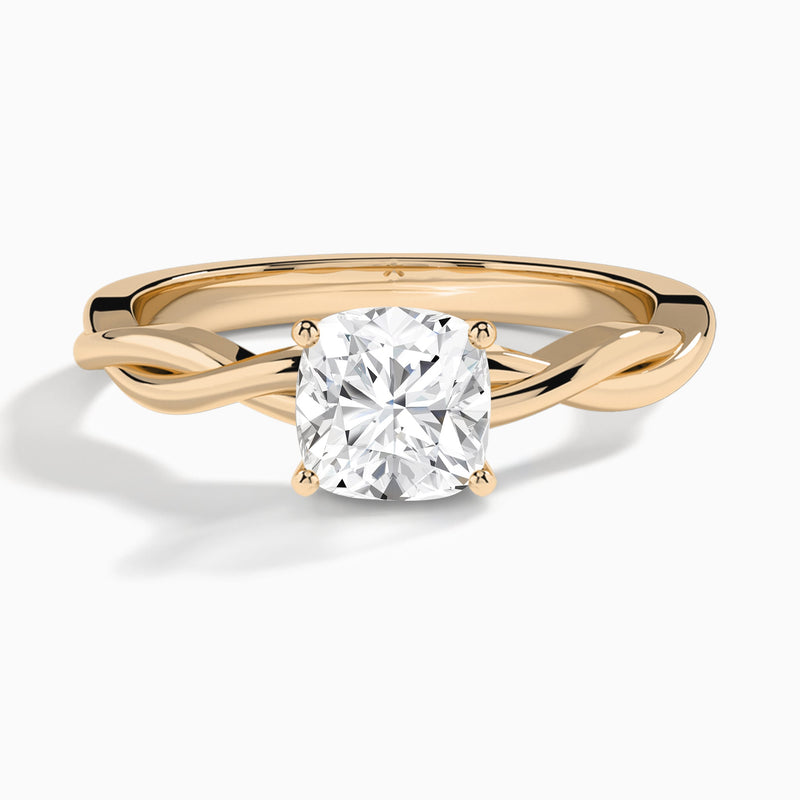 Cushion Twisted Vine Lab Grown Diamond Engagement Ring In 14K Rose Gold - Lucenjuri
