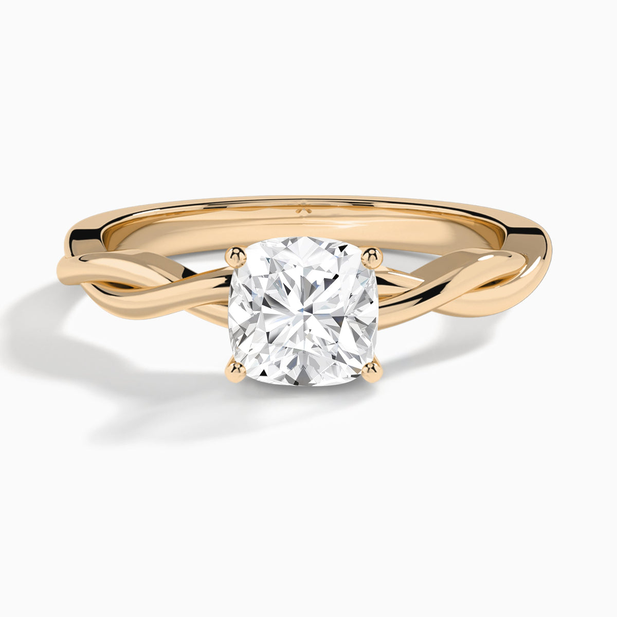 Cushion Twisted Vine Lab Grown Diamond Engagement Ring In 14K Rose Gold - Lucenjuri