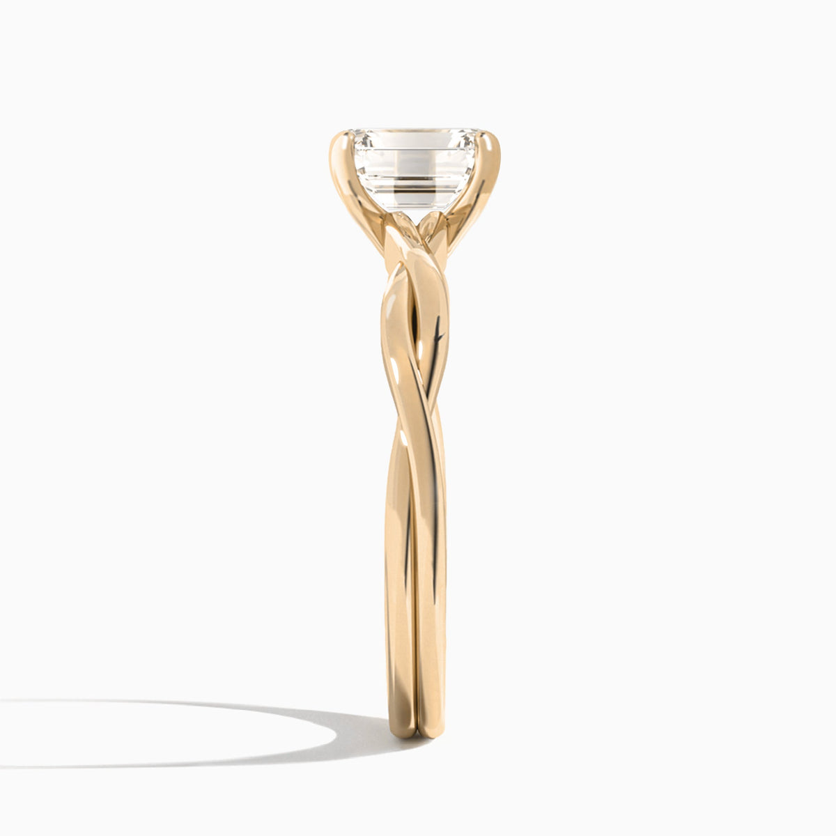 Emerald Twisted Vine Lab Grown Diamond Engagement Ring In 14K Rose Gold, Side View