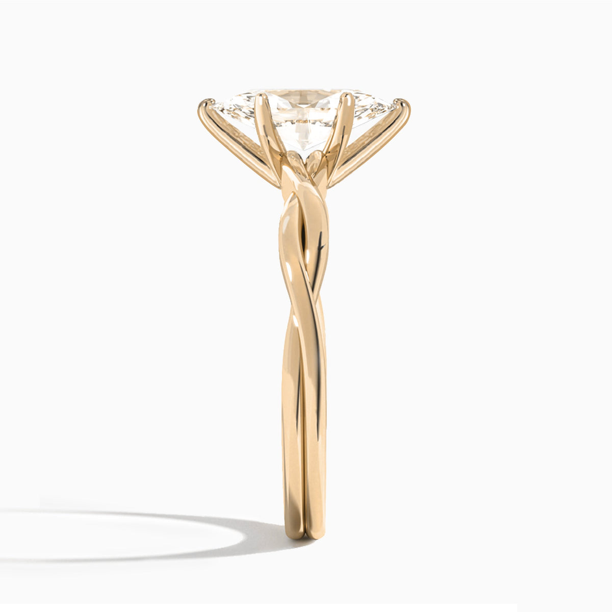 Marquise Twisted Vine Lab Grown Diamond Engagement Ring In 14K Rose Gold, Side View
