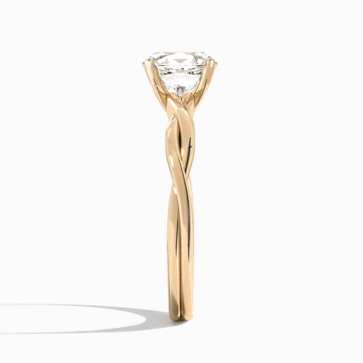Oval Twisted Vine Lab Grown Diamond Engagement Ring In 14K Rose Gold, Side View