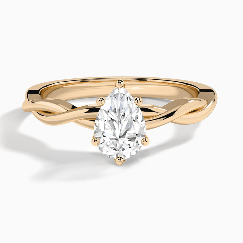 Pear Twisted Vine Lab Grown Diamond Engagement Ring In 14K Rose Gold - Lucenjuri