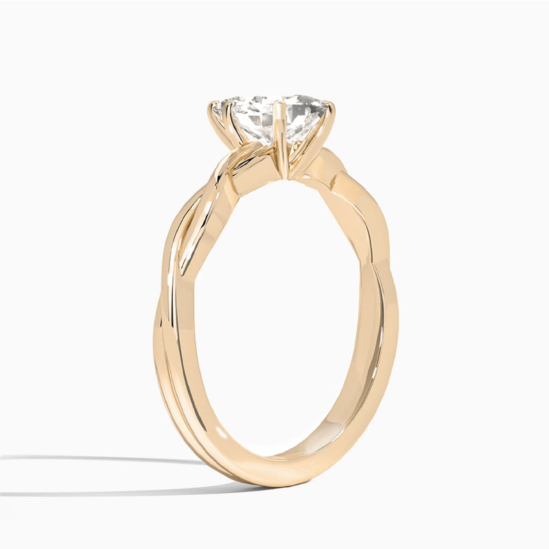 Pear Twisted Vine Lab Grown Diamond Engagement Ring In 14K Rose Gold, Angle View
