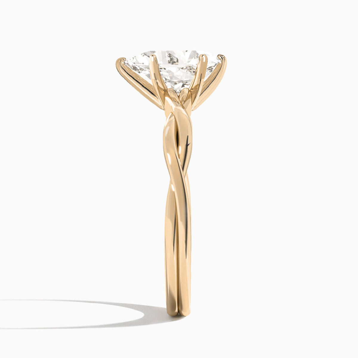 Pear Twisted Vine Lab Grown Diamond Engagement Ring In 14K Rose Gold, Side View