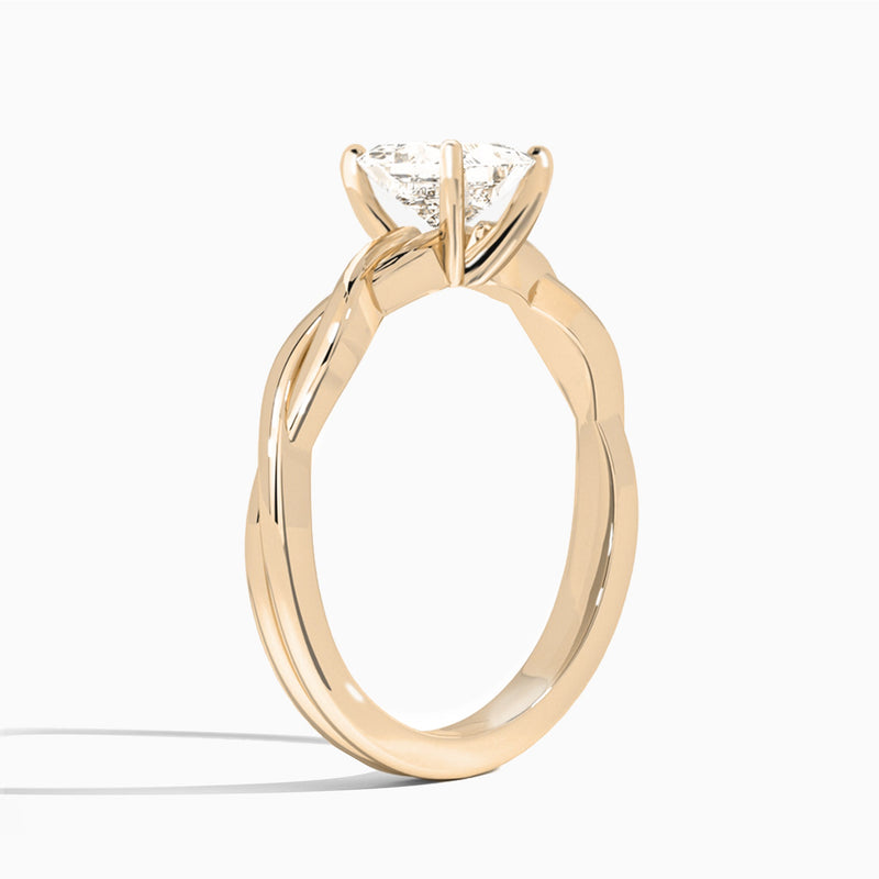Princess Twisted Vine Lab Grown Diamond Engagement Ring In 14K Rose Gold, Angle View