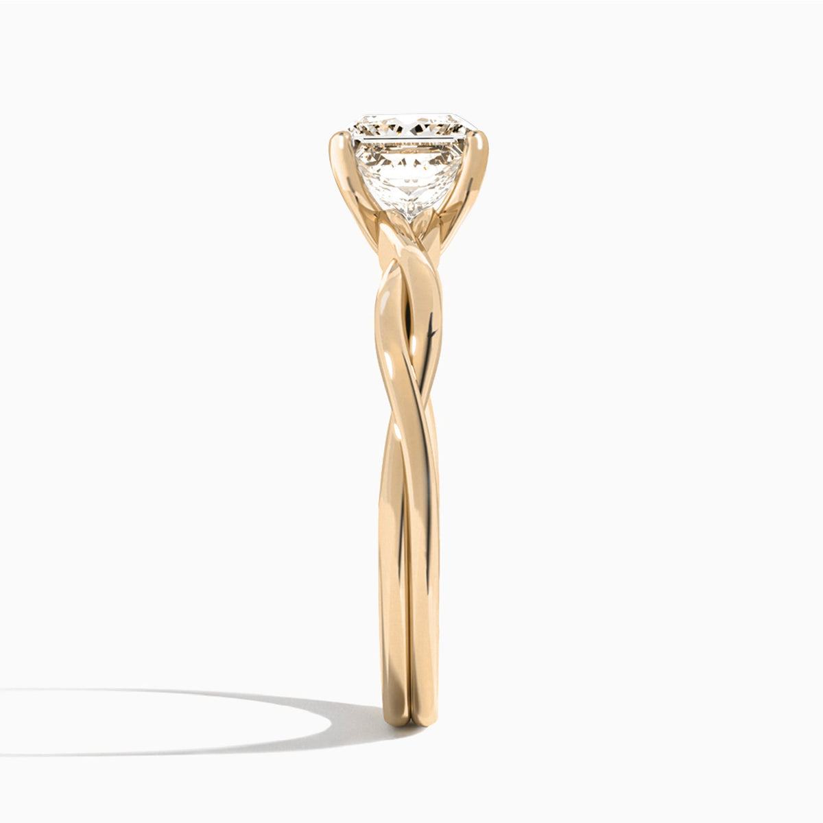 Princess Twisted Vine Lab Grown Diamond Engagement Ring In 14K Rose Gold, Side View