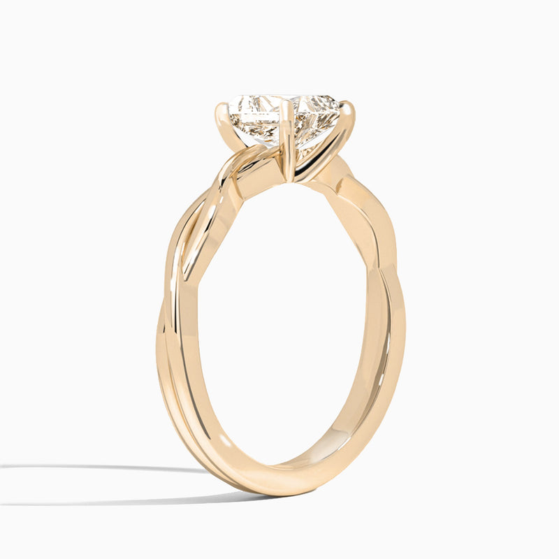 Radiant Twisted Vine Lab Grown Diamond Engagement Ring In 14K Rose Gold, Angle View